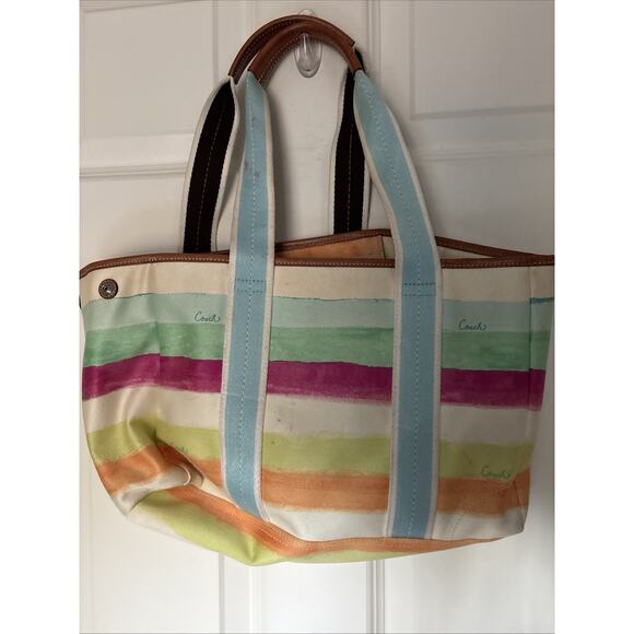 Coach Y2K Water Color Hampton tote canvas hand shoulder Bag Purse 10067 - Picture 1 of 16